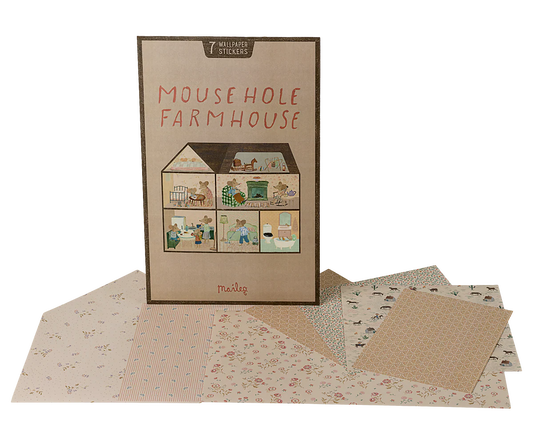 Maileg - Wallpaper, Mouse hole Farmhouse