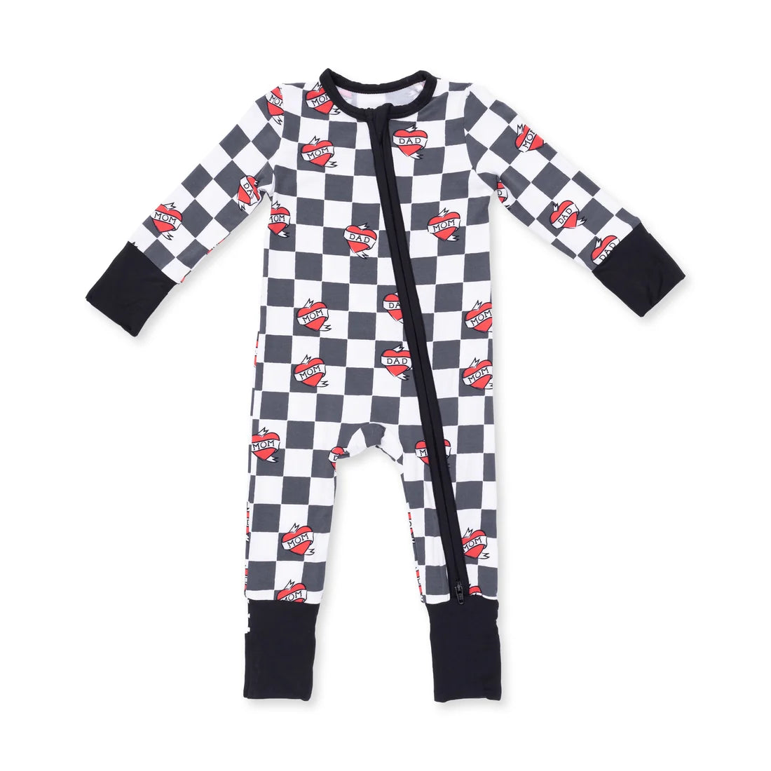 Angel Dear - Heart Tattoo Check Black Convertible Romper