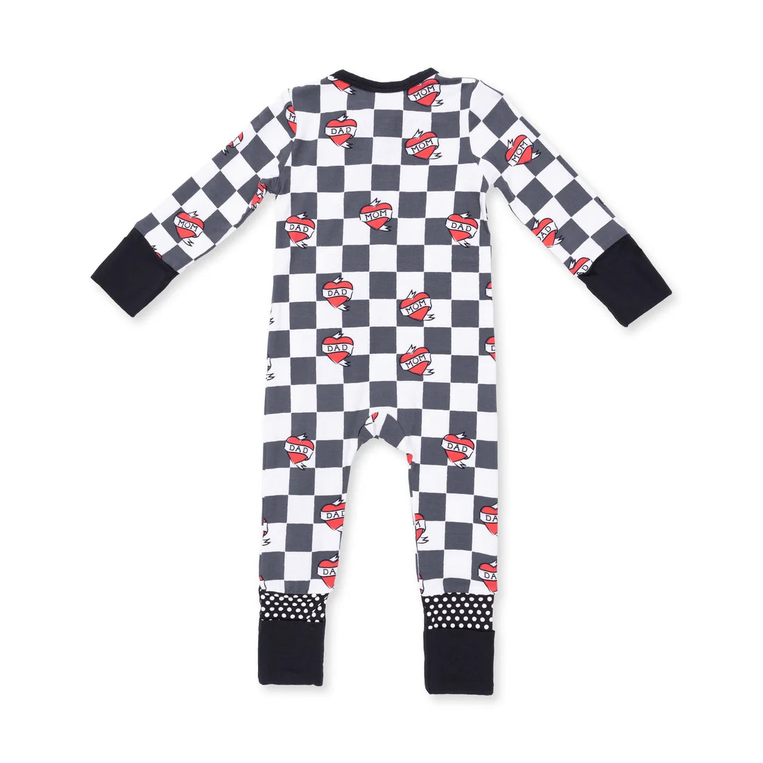 Angel Dear - Heart Tattoo Check Black Convertible Romper