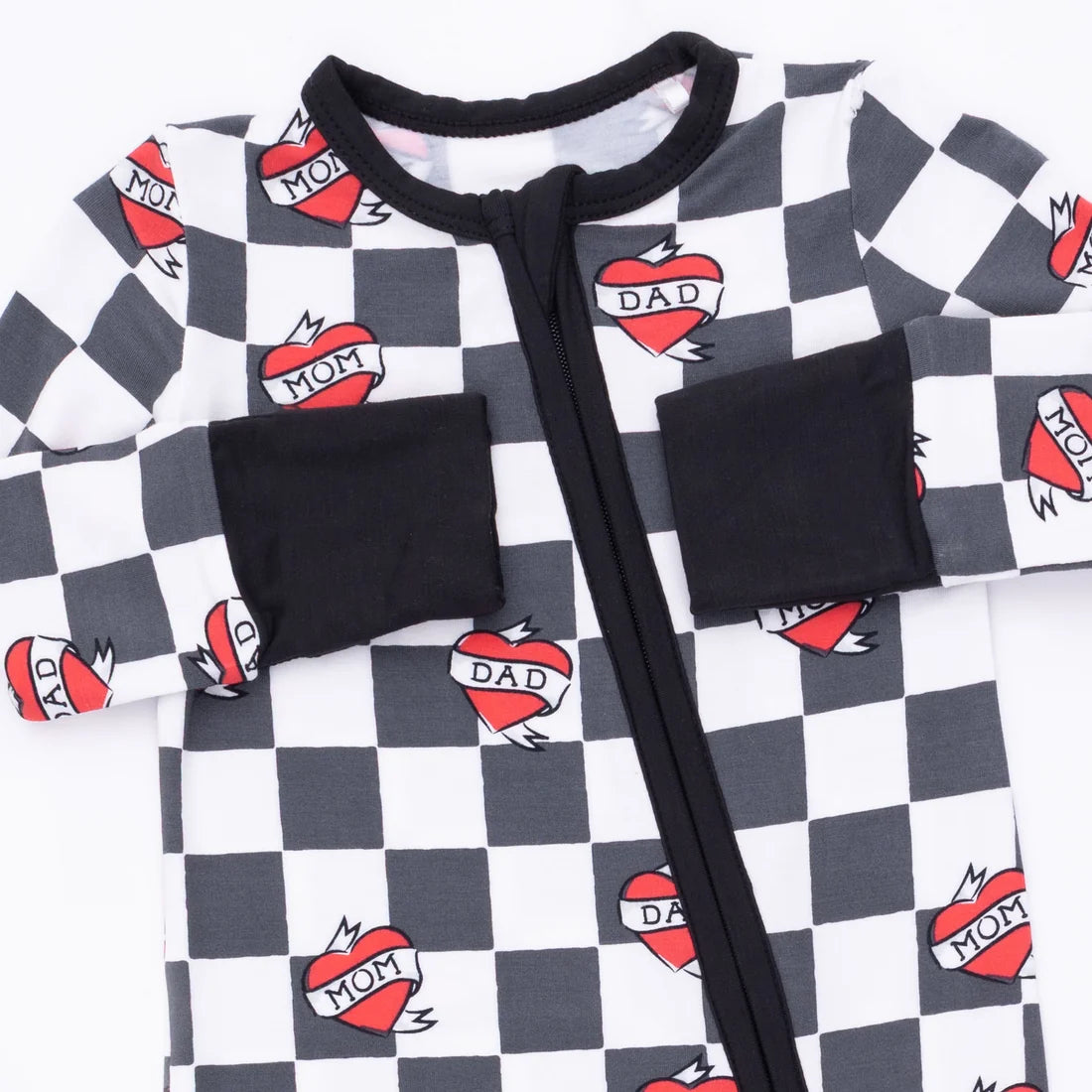 Angel Dear - Heart Tattoo Check Black Convertible Romper