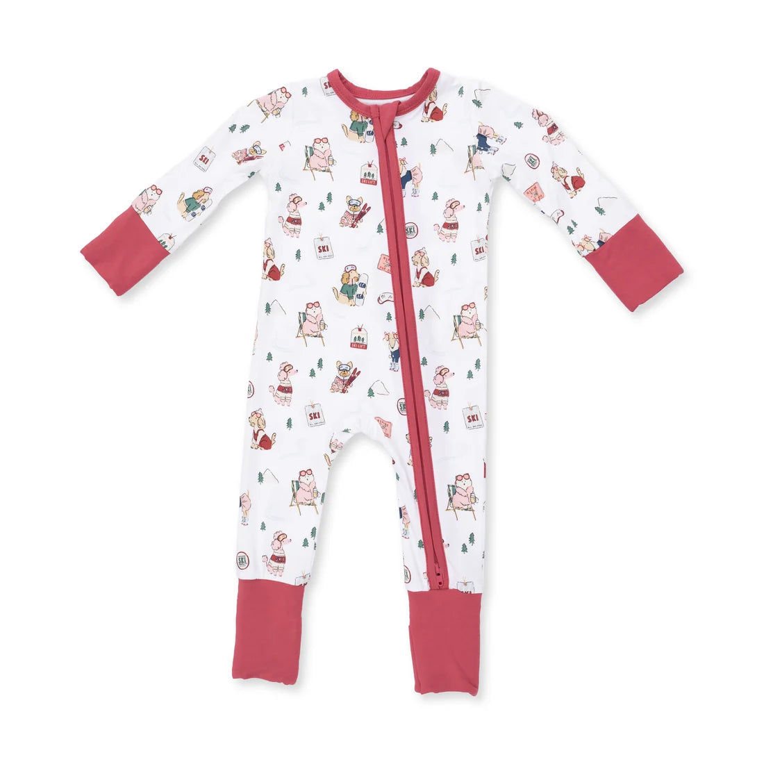 Angel Dear - Winter Sports Dogs Pink Convertible Romper