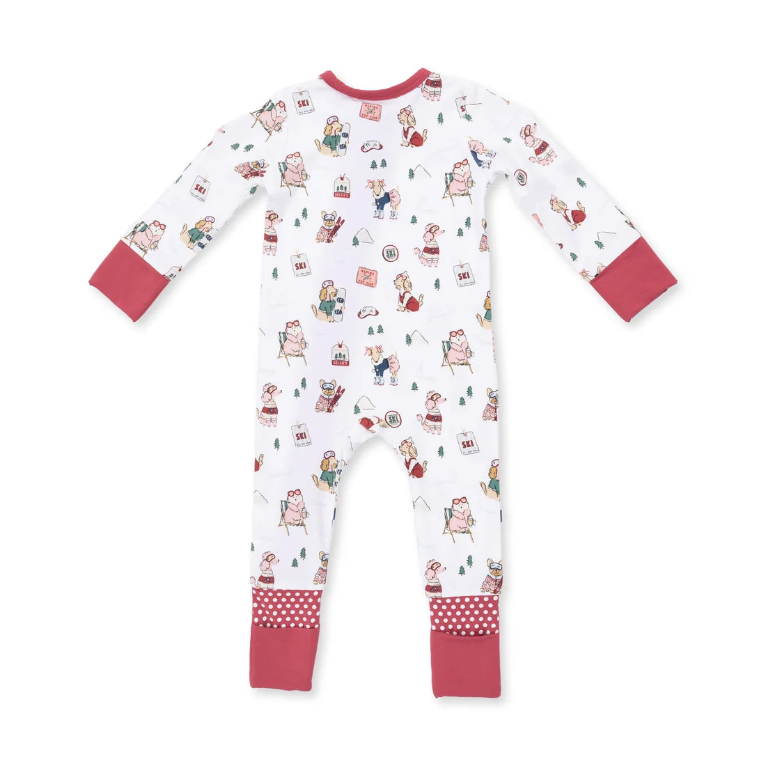 Angel Dear - Winter Sports Dogs Pink Convertible Romper