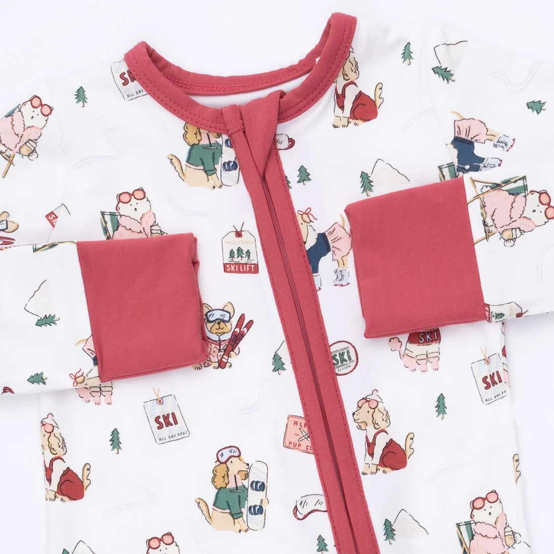 Angel Dear - Winter Sports Dogs Pink Convertible Romper