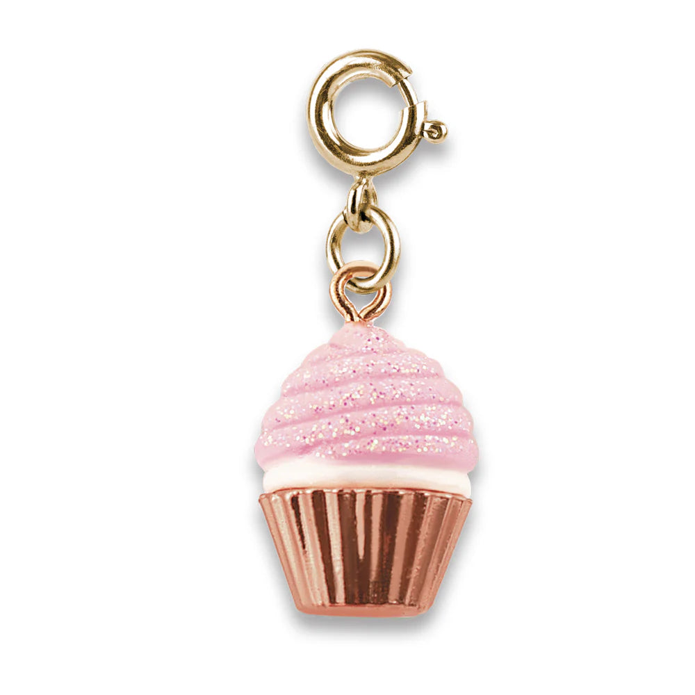 High IntenCity - Charm It! Gold Pink Glitter Cupcake Charm