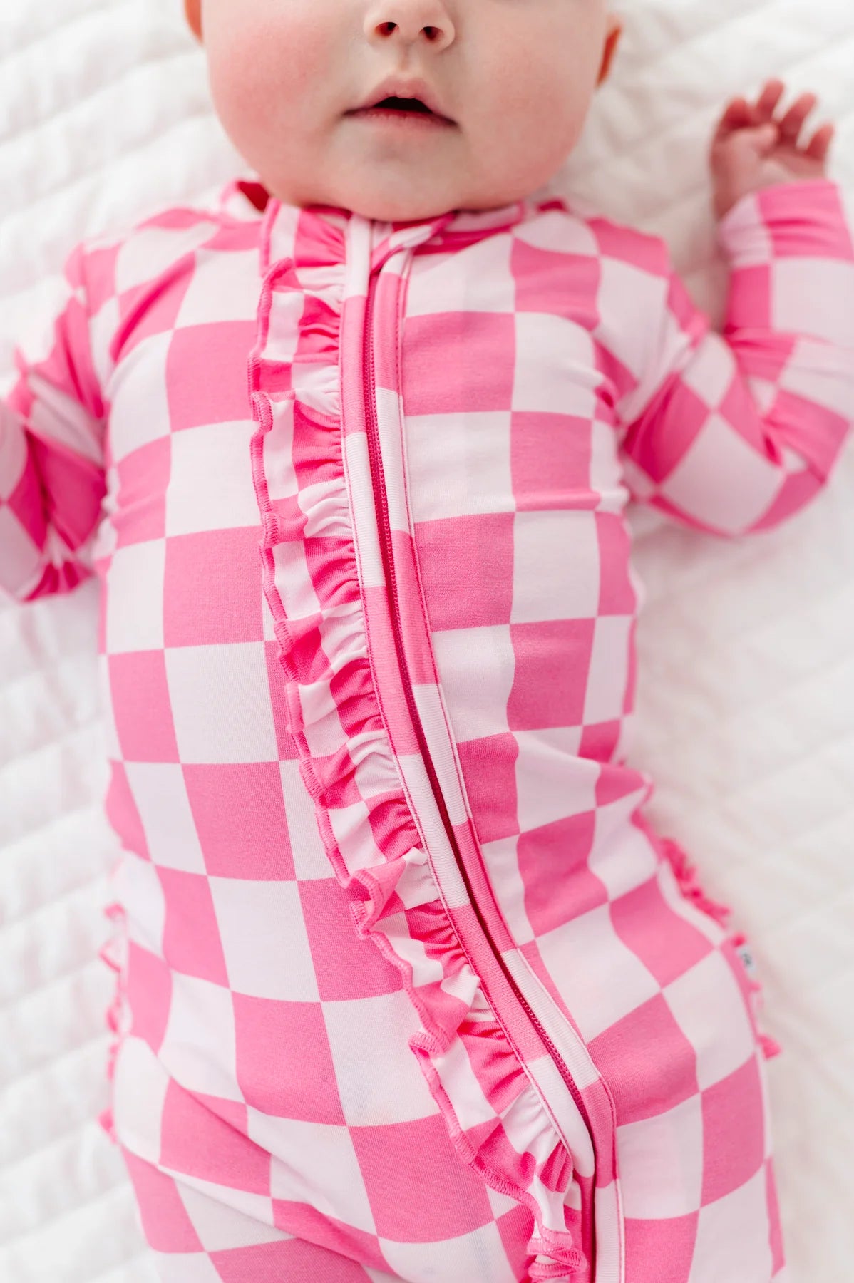 Birdie Bean - Bubblegum Check Ruffle Convertible Romper Pajama