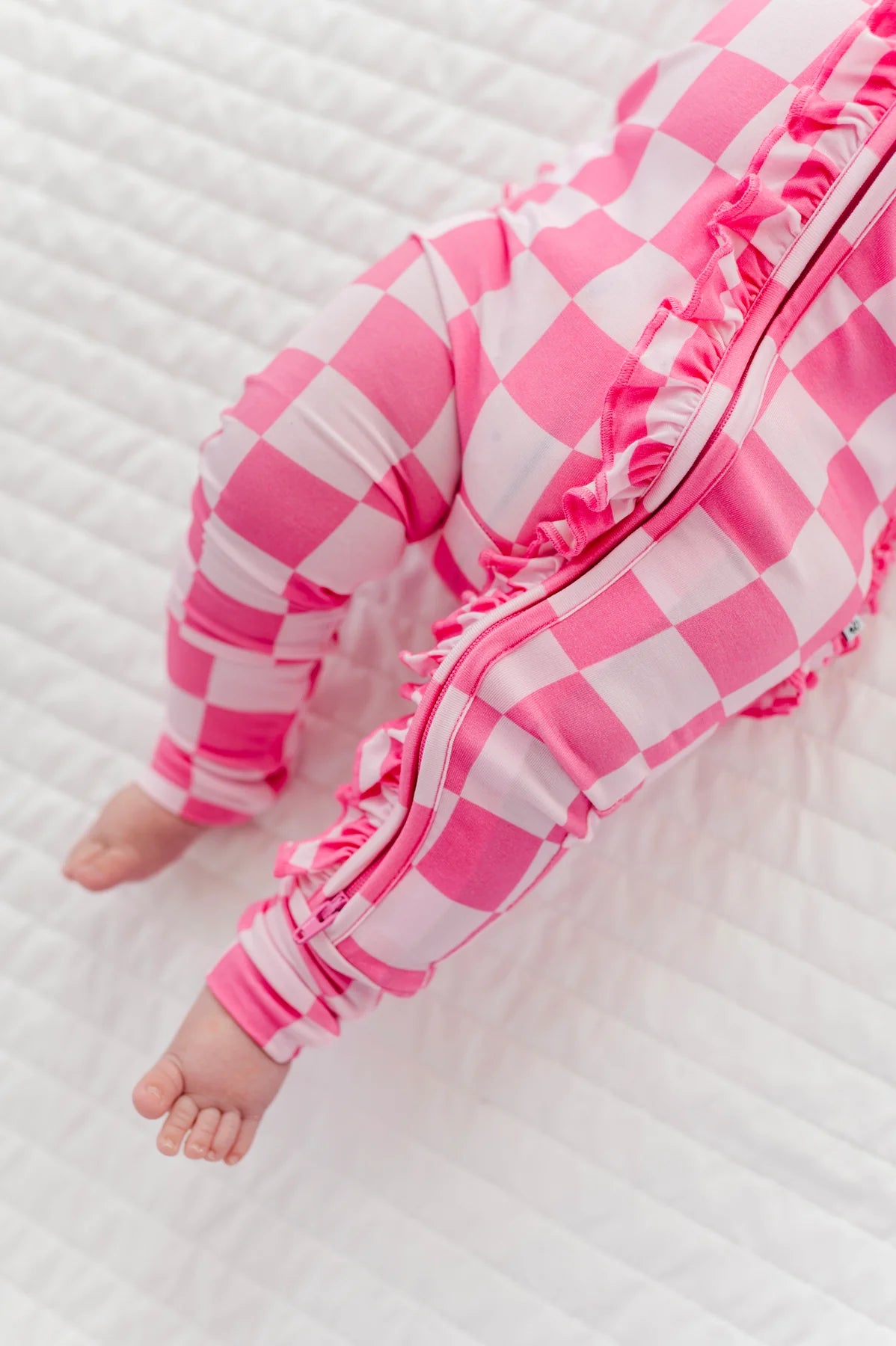 Birdie Bean - Bubblegum Check Ruffle Convertible Romper Pajama