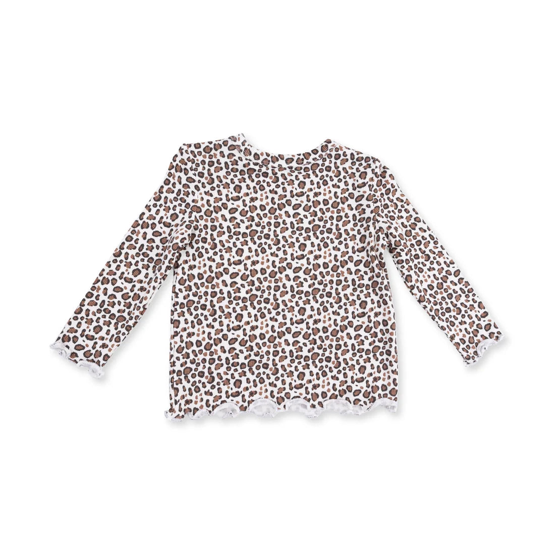 Angel Dear - Leopard Rib Long Sleeve Lettuce Edge Tunic Top