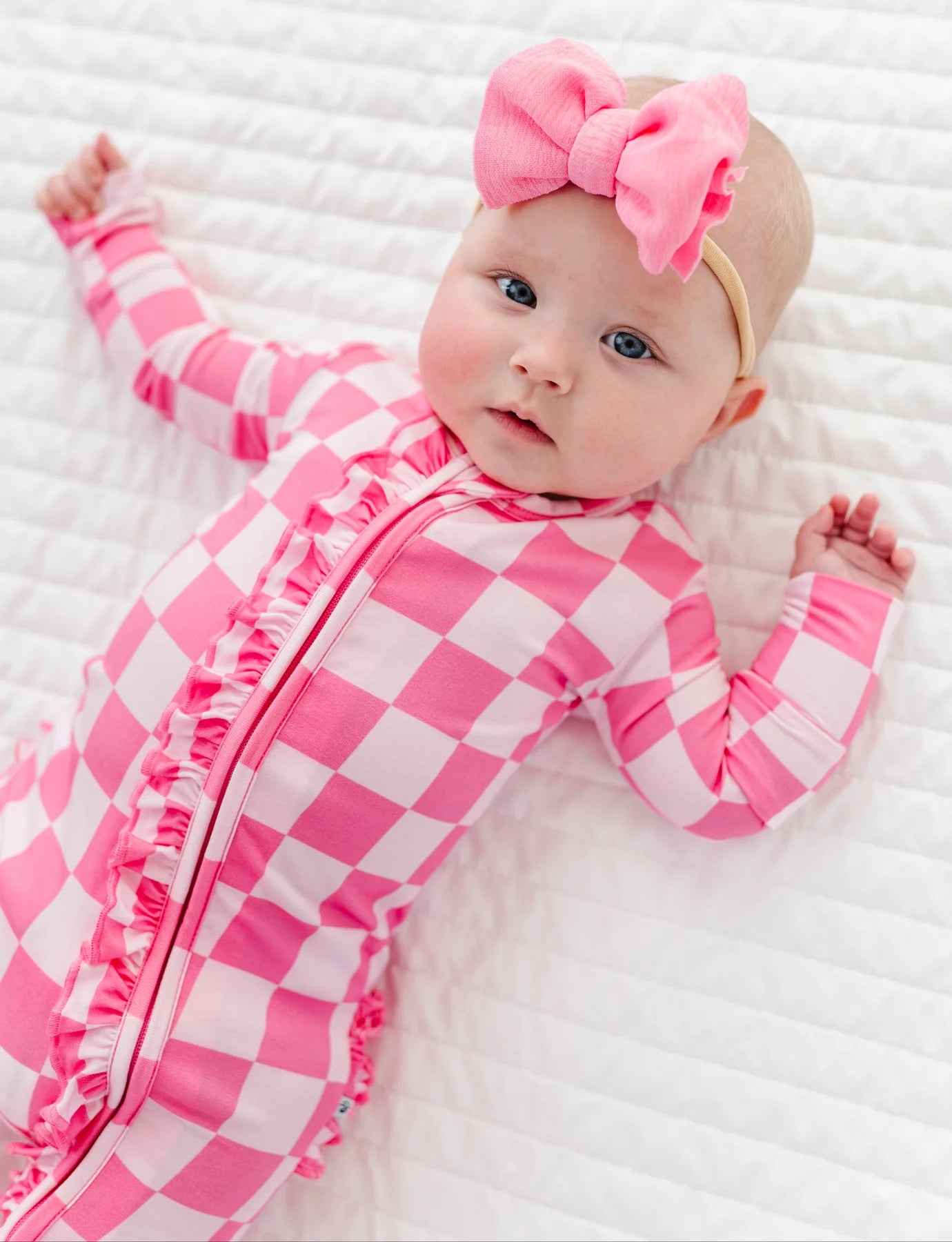 Birdie Bean - Bubblegum Check Ruffle Convertible Romper Pajama
