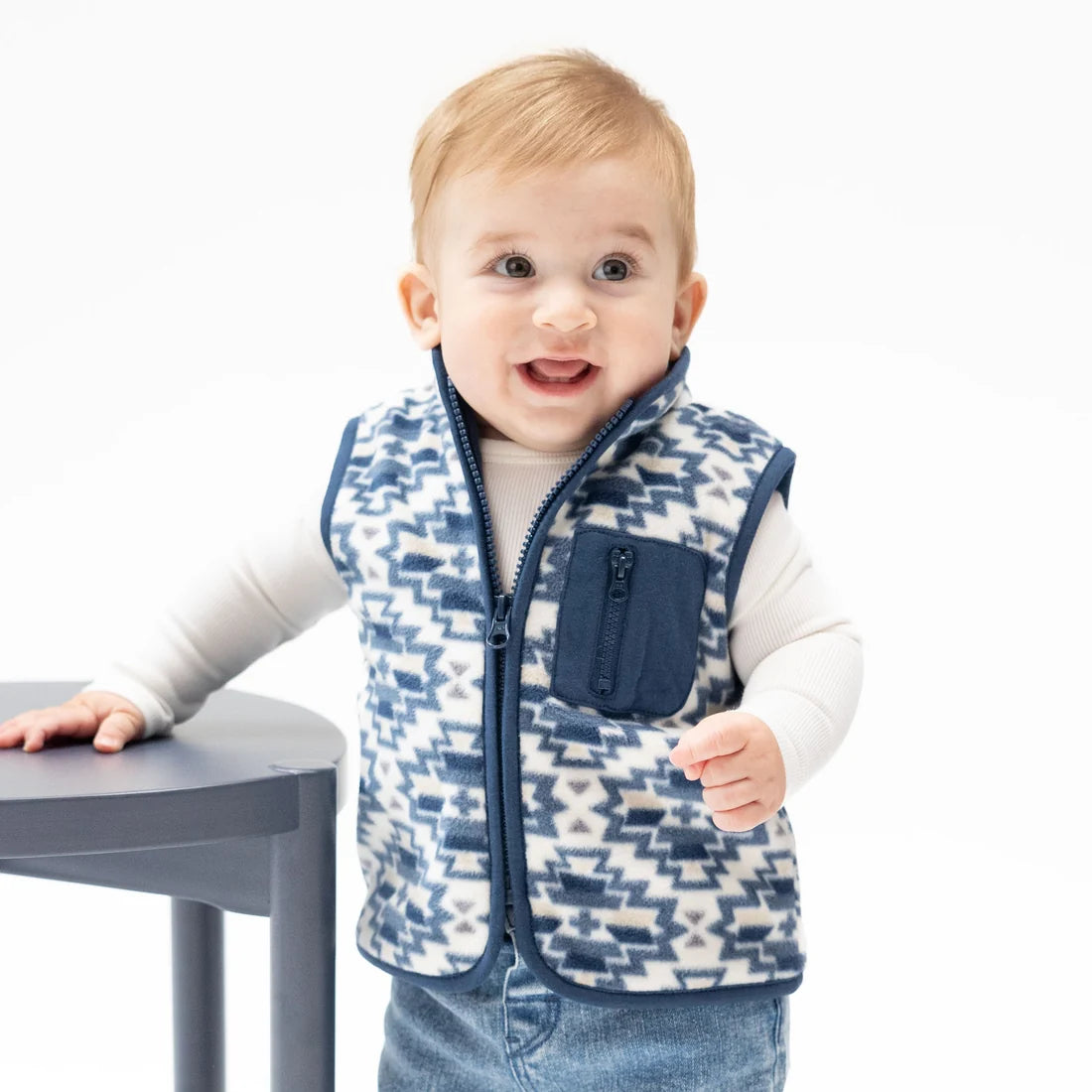 Angel Dear - Southwest Navy Fleece Zip Vest