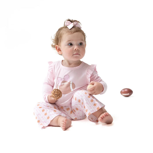 Angel Dear - Football Bow Stripe Long Sleeve Ruffle Tee & Baby Bells