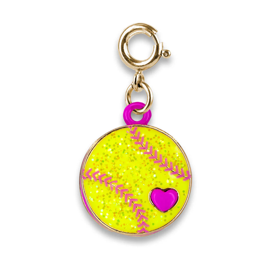 High IntenCity - Charm It! Gold Glitter Softball Charm