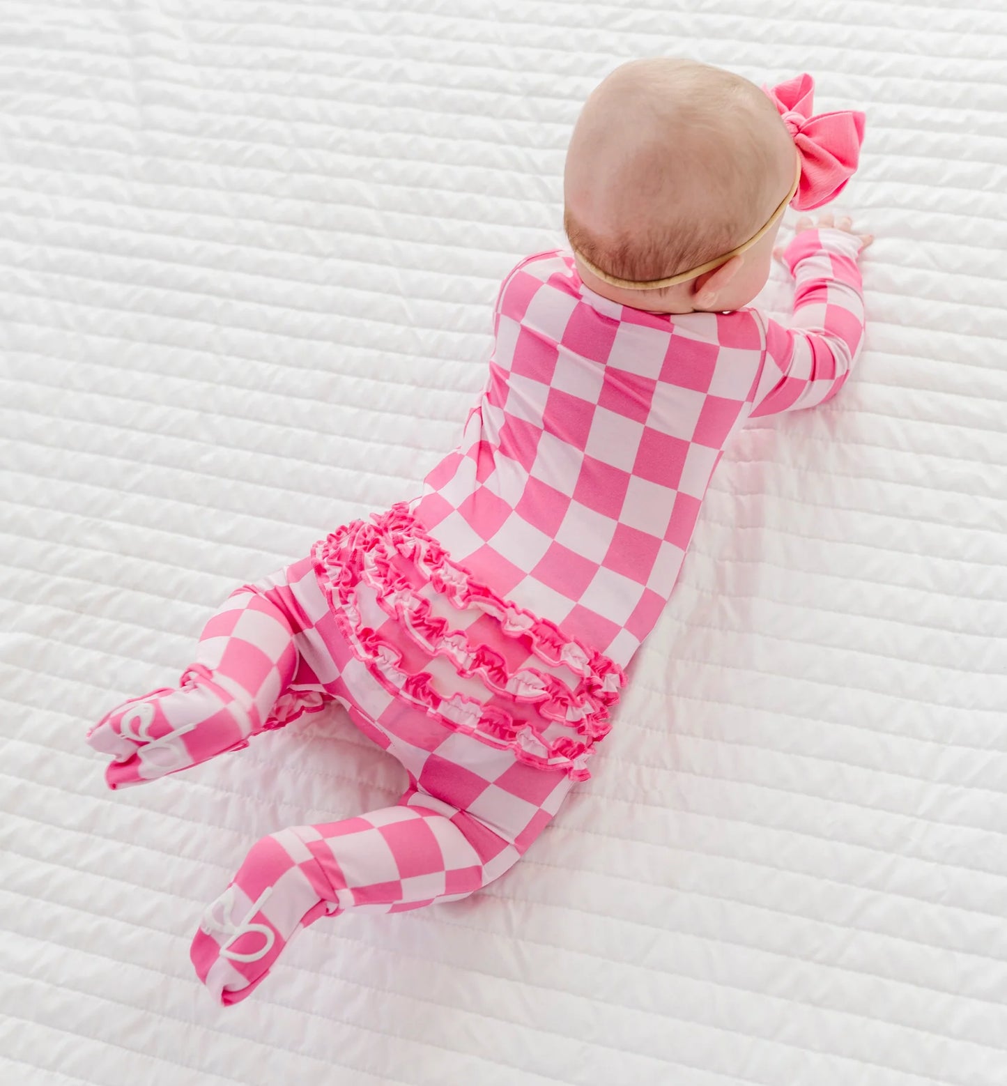 Birdie Bean - Bubblegum Check Ruffle Convertible Romper Pajama