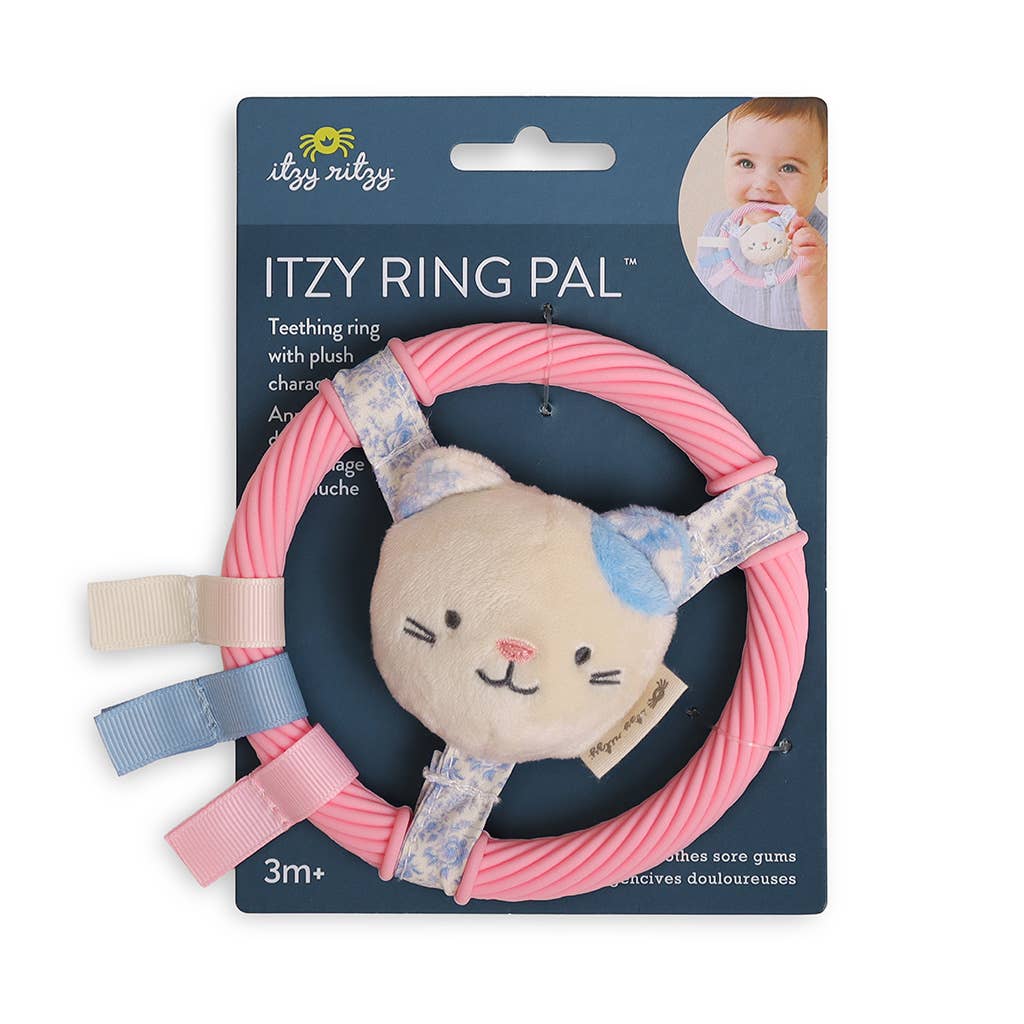 Itzy Ritzy - Itzy Ring Pal™ - Teething Ring with Plush Character: Pink Kitty