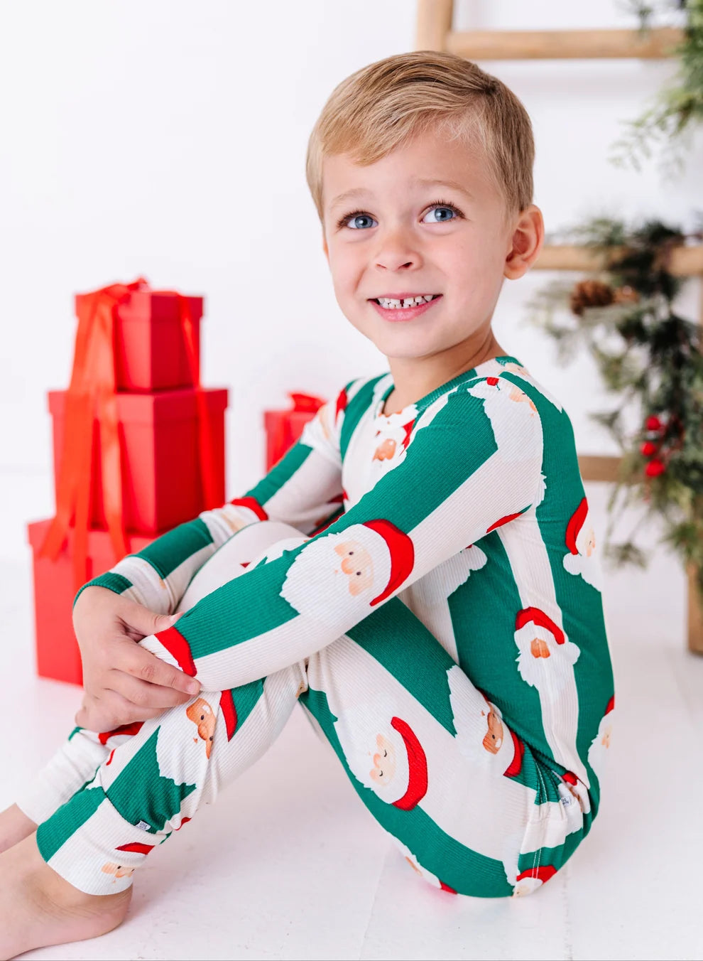 Birdie Bean - St. Nick Stripes Ribbed Bamboo Pajama Set