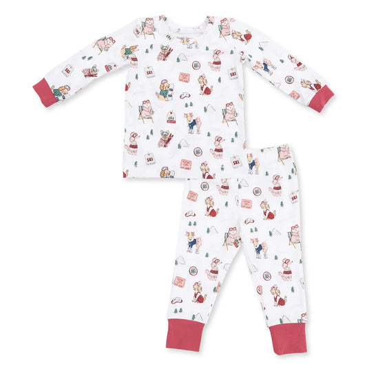 Angel Dear - Winter Sports Dogs Pink L/S Loungewear Set