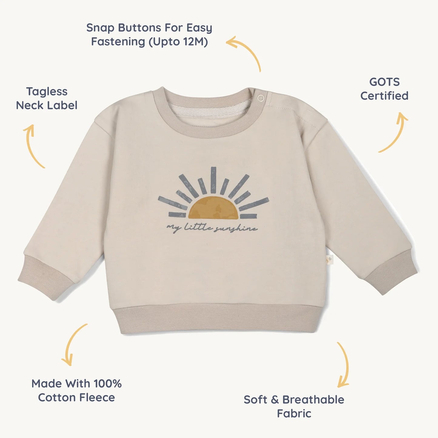 Makemake Organics - Organic Fleece Sweatshirt - My Little Sunshine