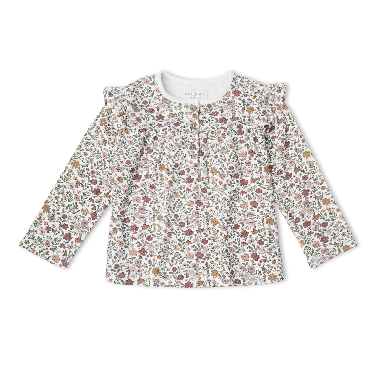 Makemake Organics - Organic Ruffle Sleeve Top & Legging Set - Woodland Sprig & Taupe