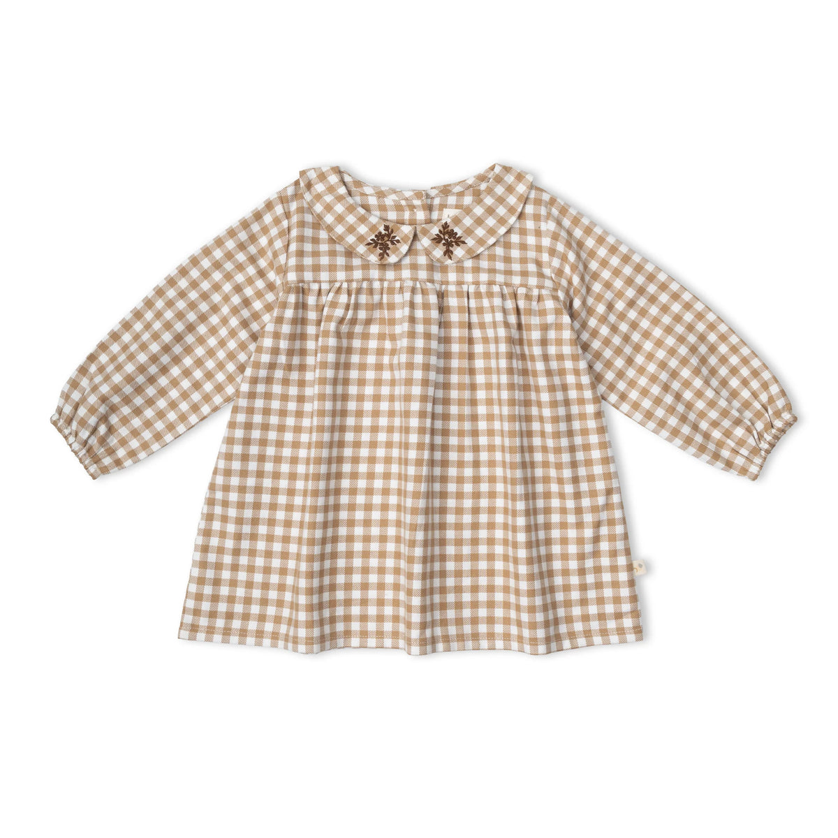Makemake Organics - Organic Peter Pan Collar Dress - Oat Gingham