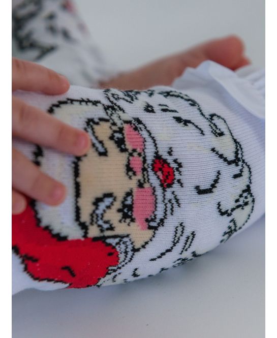 RuffleButts + RuggedButts - Patterned Footless Ruffle Tights - Santa Joy