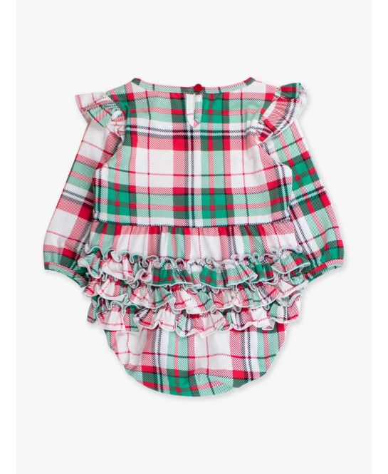 Rufflebutts + Ruggedbutts - Knit Long Sleeve Flutter Bubble Romper - Dashing Dreams Plaid