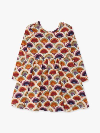 RuffleButts + RuggedButts - Girls Maple Blossoms Knit Long Sleeve Twirl Dress