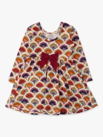 RuffleButts + RuggedButts - Girls Maple Blossoms Knit Long Sleeve Twirl Dress
