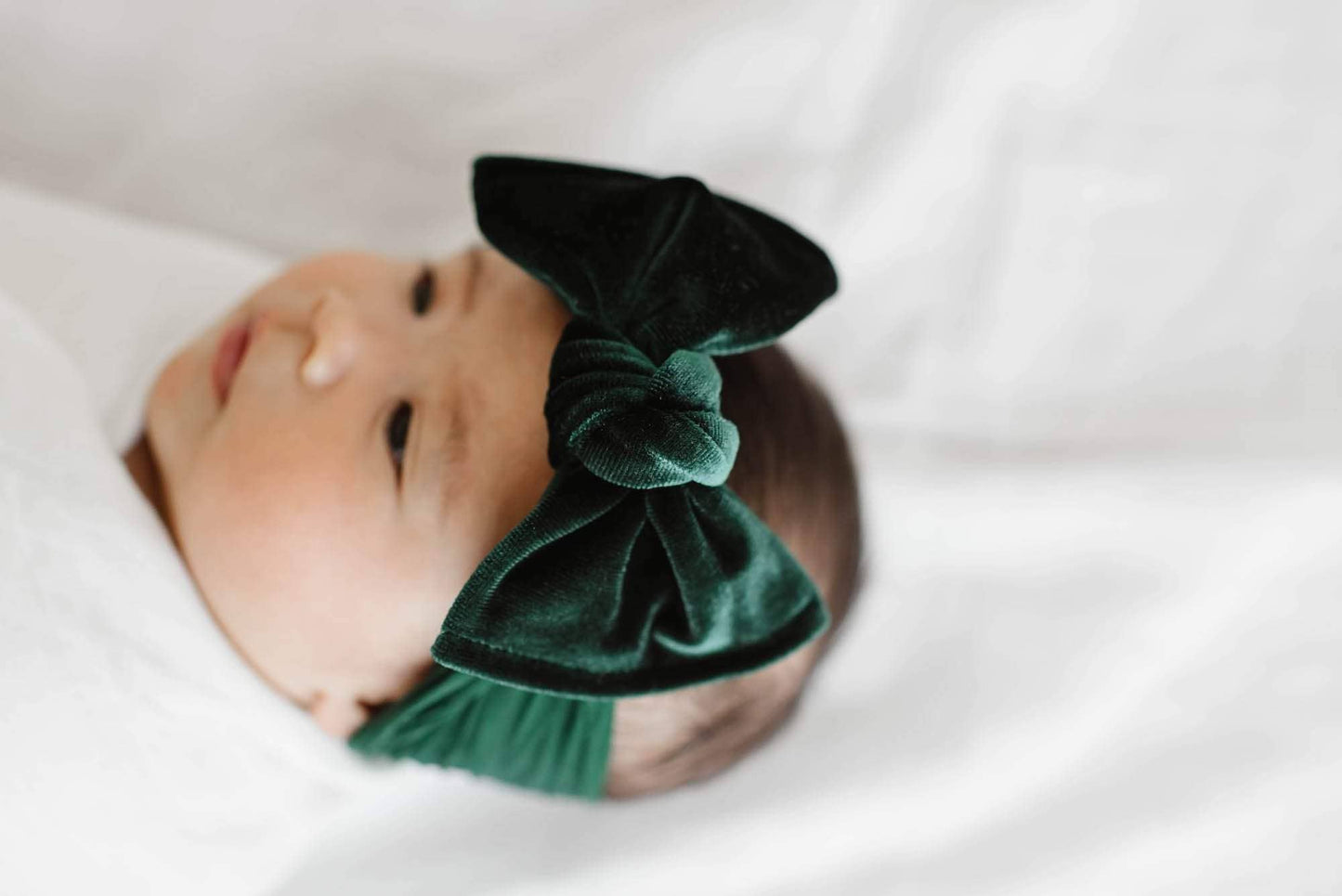 Baby Bling Bows - VELVET KNOT: forest green