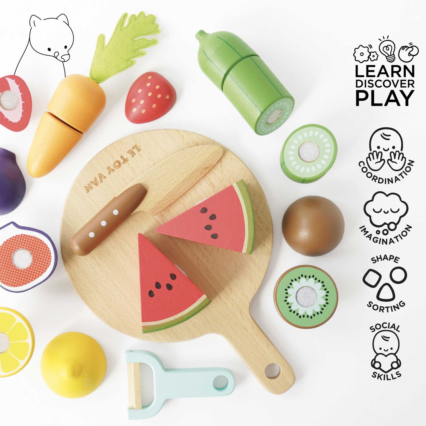 Le Toy Van, Inc. - Wooden Chopping Board & Sliceable Play Food