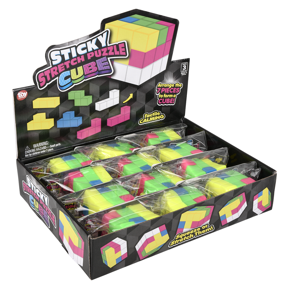 The Toy Network - (T) 2.5" STICKY STRETCH PUZZLE CUBE