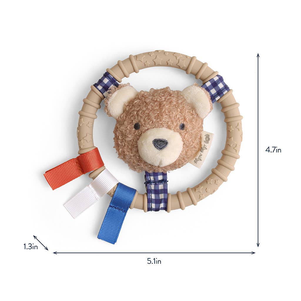 Itzy Ritzy - Itzy Ring Pal™ - Teething Ring with Plush Character: Taupe Bear