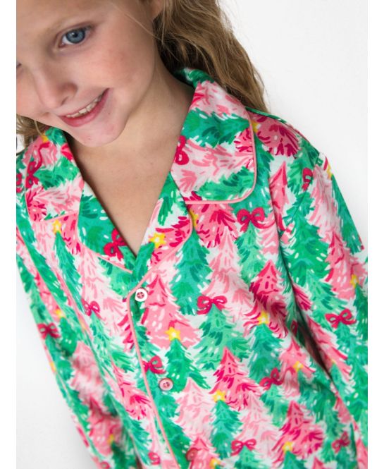 RuffleButts + RuggedButts - Ruffle Flare Pajama Set - Pink Jolly Grove