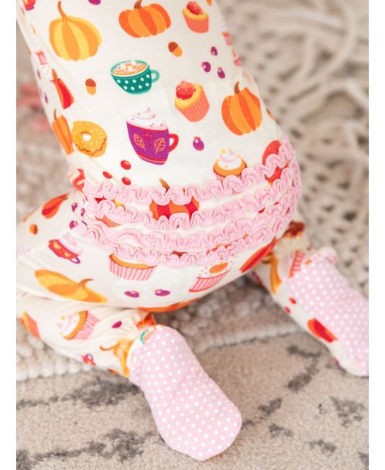 RuffleButts + RuggedButts - Ruffle One Piece Footie Pajama - Fall Treats