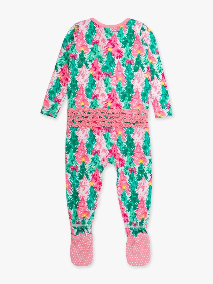 RuffleButts + RuggedButts - Ruffle One Piece Footie Pajama - Pink Jolly Grove