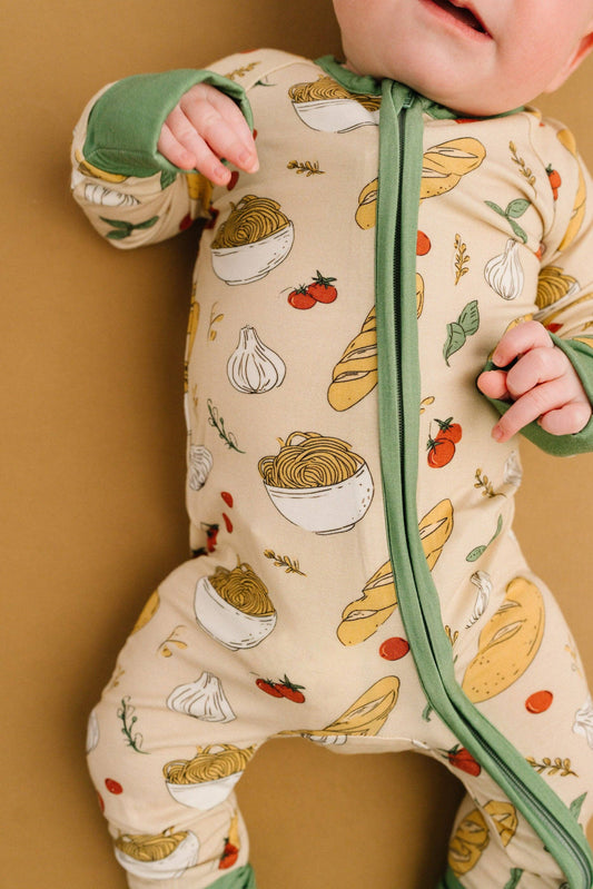 Little One Shop - Pasta Party Bamboo Zip Sleeper PJ