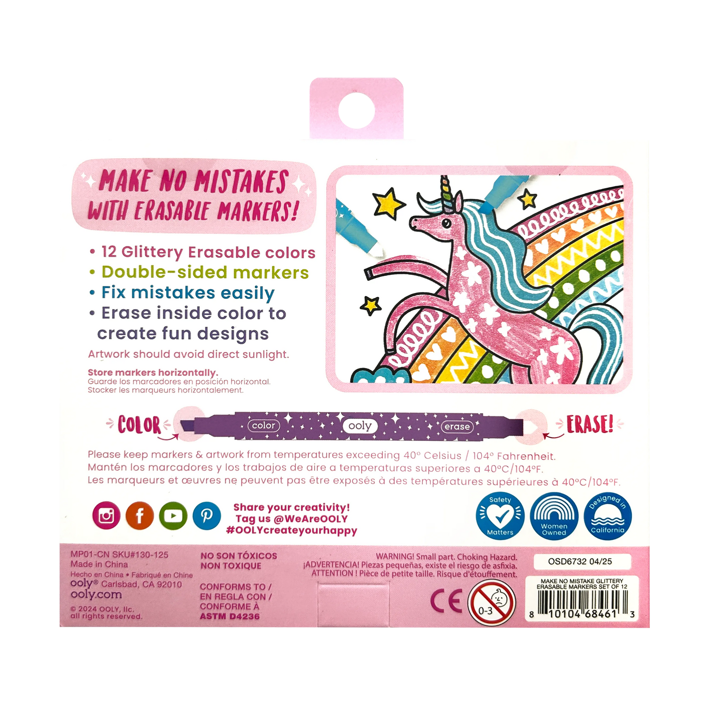 OOLY - Make no Mistake! Glittery Erasable Markers (Set of 12)