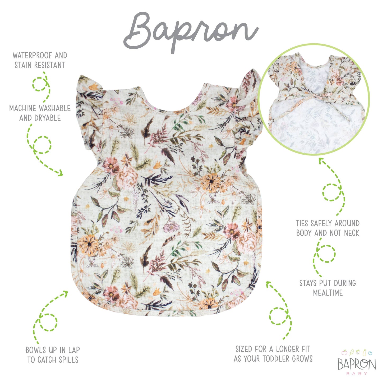 BapronBaby - Delilah Floral Flutter Bapron