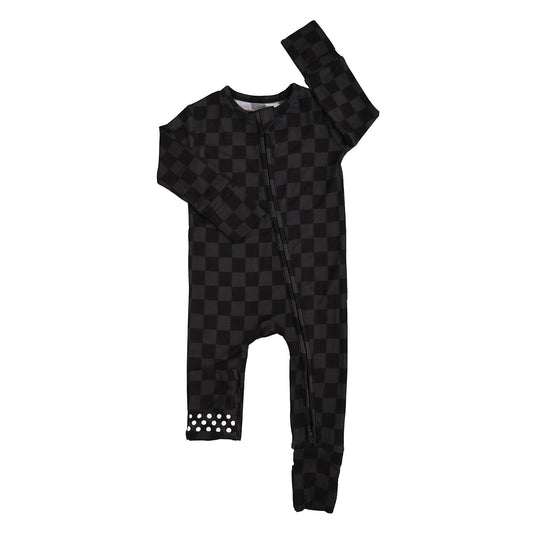 Gigi and Max - Frankie ZIP Checks Bamboo Romper PJ