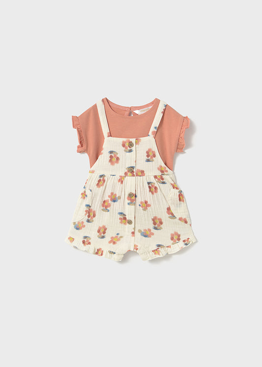 Mayoral - Peach Overall & T-Shirt Set