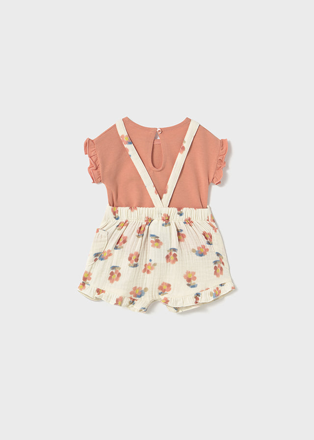 Mayoral - Peach Overall & T-Shirt Set