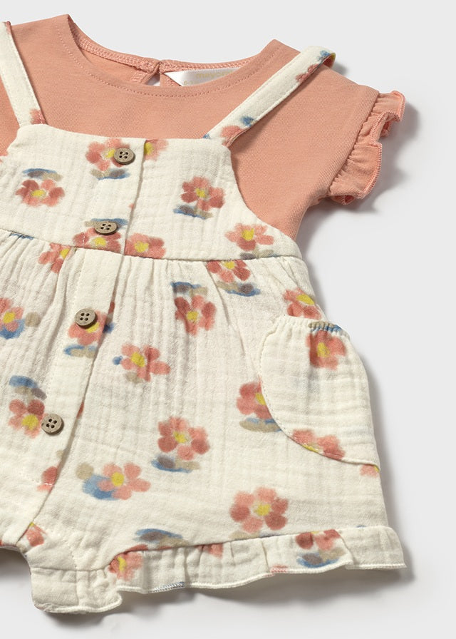 Mayoral - Peach Overall & T-Shirt Set