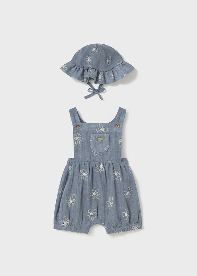 Mayoral - Flower Overalls w/ Hat 3-piece Set