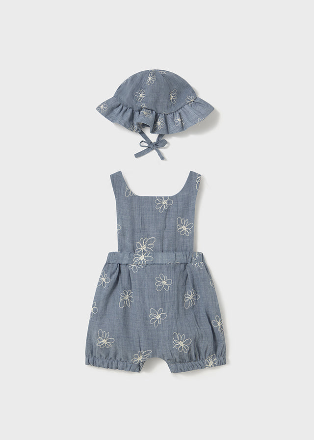 Mayoral - Flower Overalls w/ Hat 3-piece Set
