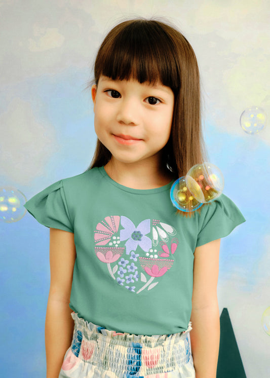 Mayoral - Mint Embordered Tee and Patterned Short Pant Set