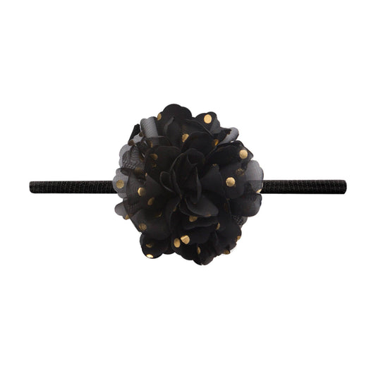 Baby Bling Bows - GOLD DOT FLOWER SKINNY: black
