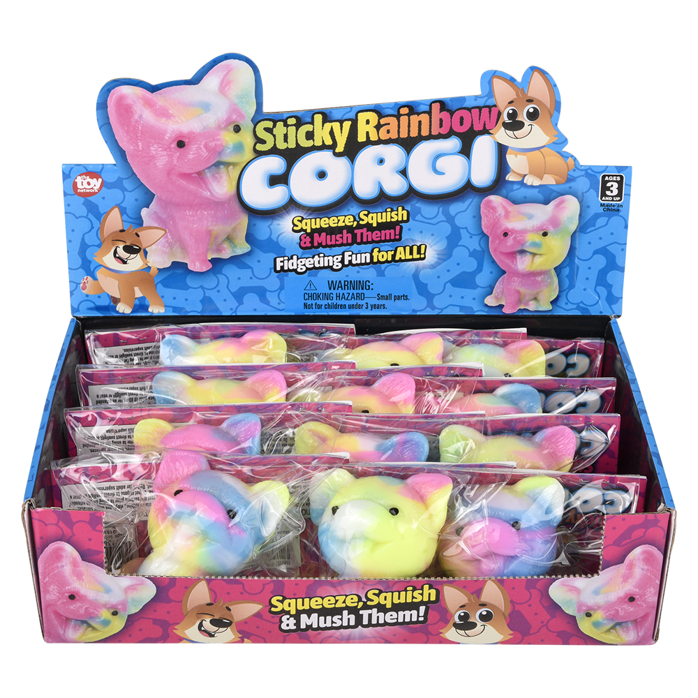 The Toy Network - (T) 2.75" STICKY RAINBOW CORGI