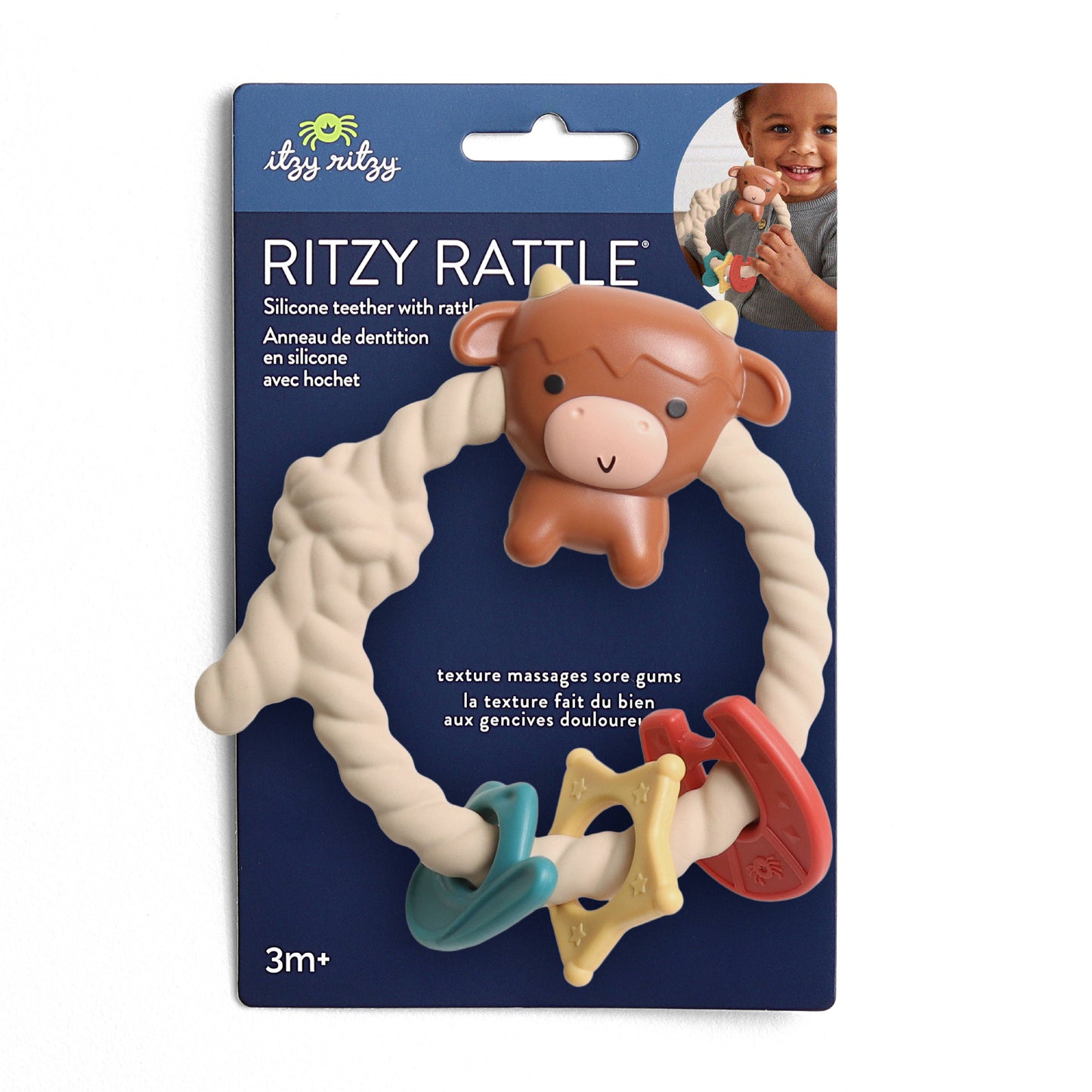 Itzy Ritzy - Ritzy Rattle™ Silicone Teether Rattles: Highland Cow