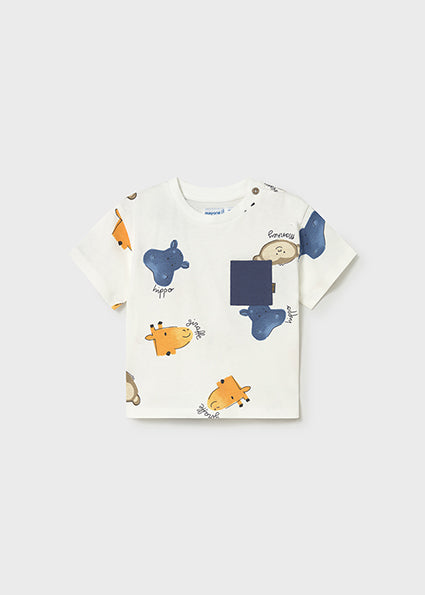 Mayoral - Cream Printed S/s T-Shirt (1014)
