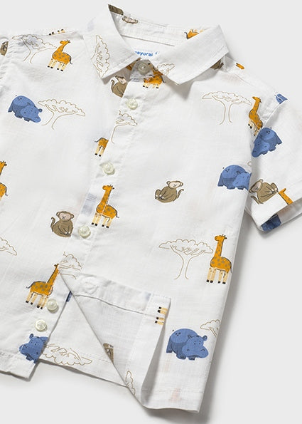 Mayoral - White Button Down S/s Shirt (1114)
