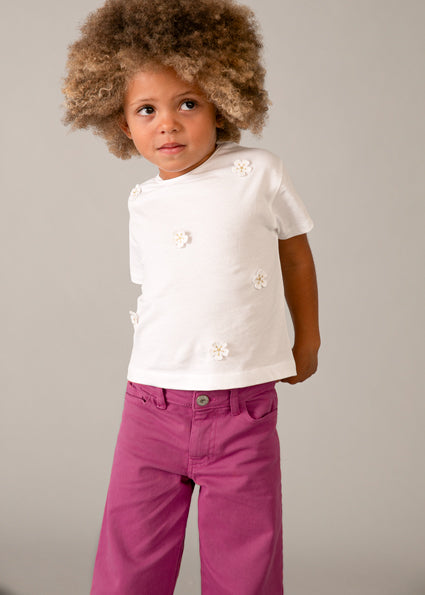 Mayoral - White Flower Short Sleeve T-Shirt (3013)