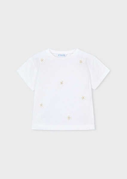 Mayoral - White Flower Short Sleeve T-Shirt (3013)
